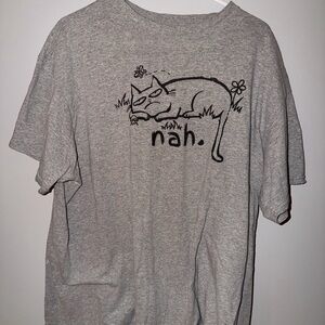 Casual Gray Cat Graphic Tee